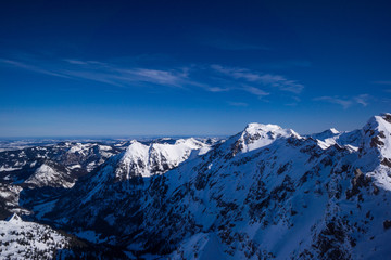 Fototapeta na wymiar oberstdorf mountain top in winter alp panorama
