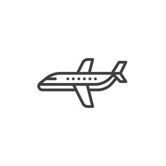 Passenger airplane line icon. Aircraft linear style sign for mobile concept and web design. Plane outline vector icon. Symbol, logo illustration. Vector graphics