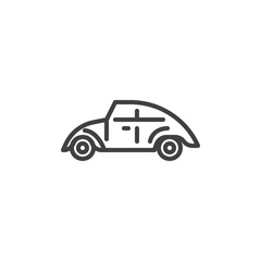 Retro car line icon. Vintage auto linear style sign for mobile concept and web design. Old car outline vector icon. Transportation symbol, logo illustration. Vector graphics