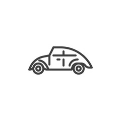 Fototapeta premium Retro car line icon. Vintage auto linear style sign for mobile concept and web design. Old car outline vector icon. Transportation symbol, logo illustration. Vector graphics