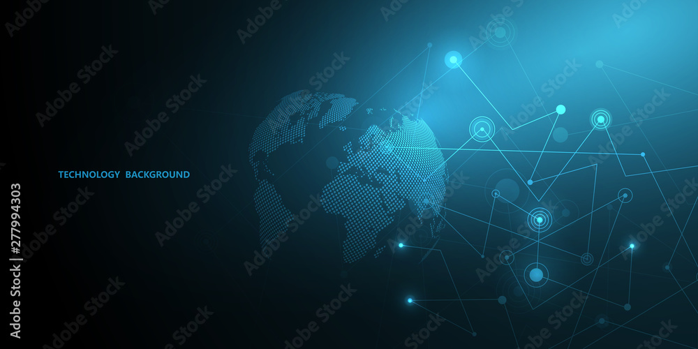 Poster abstract background technology and science graphic design. connecting dots and lines.internet connec