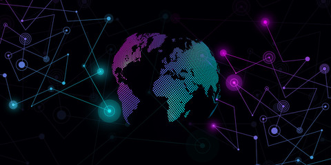 Abstract background technology and science graphic design. Connecting dots and lines.Internet connection.Global network connection.Vector illustration