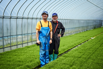 苗の生育を見守る農家さん