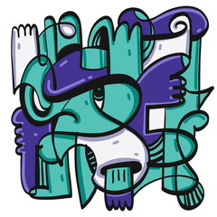 Collection of hand drawn, Vector illustration in sketch doodle style