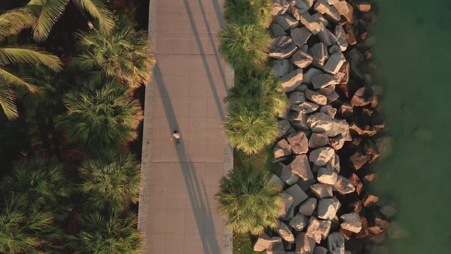 Aerial view of people walking in South Beach Promenade