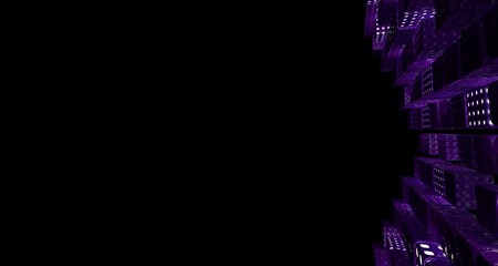 Abstract dynamic interior with colored smooth objects with neon lighting. 3D illustration and rendering