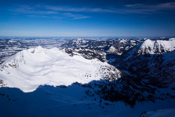 Fototapeta na wymiar bavarian alps mountain top in winter panorama