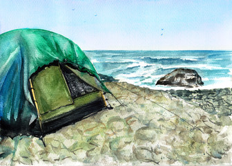 touristic camp on a sea coast