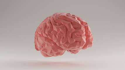 Brain Pink Futuristic Artificial Intelligence Polygon 3 Quarter Front Right View 3d illustration 3d render