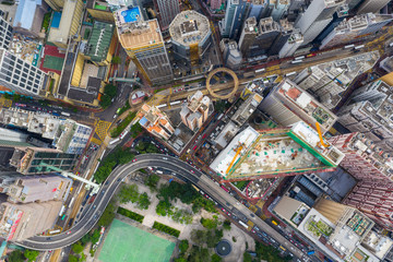 Aerial view of Hong Kong downtown