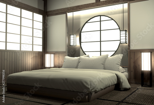 Bedroom modern zen interior design with decoration japanese