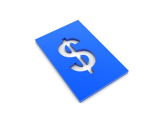 3d rendered dollar sign isolated on white background