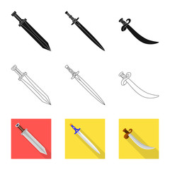 Isolated object of game and armor sign. Collection of game and blade vector icon for stock.