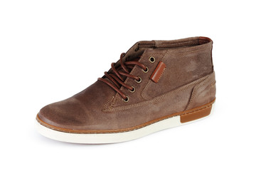 Casual male leather shoes isolated on white background