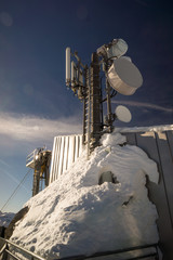 bavarian alps mountain top in winter radio station