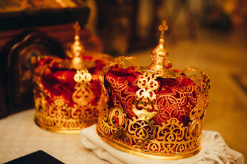 A pair of orthodox wedding crowns