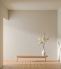 Empty wall mock up in moden style interior. Minimalist interior design. 3D illustration. © Salih