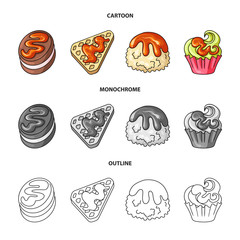 Vector illustration of confectionery and culinary sign. Set of confectionery and product stock symbol for web.