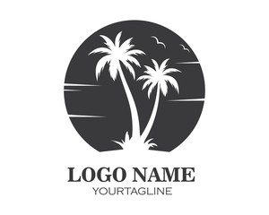 Fototapeta premium Palm tree icon of summer and travel logo vector illustration