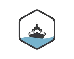 Naklejka premium cruise ship and nautical Logo vector icon illustration