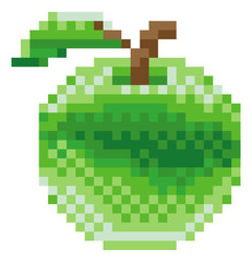 Obraz premium An apple pixel art 8 bit video game style fruit icon