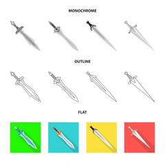 Vector design of game and armor symbol. Collection of game and blade vector icon for stock.