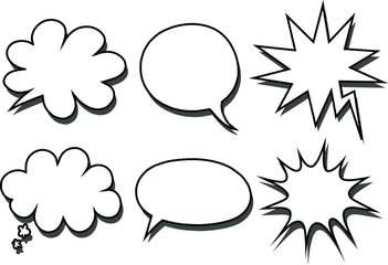 Speech bubbles in various shape with shadow