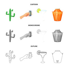 Vector design of cafe and Latin symbol. Set of cafe and national stock symbol for web.