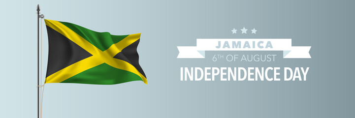 Jamaica happy independence day greeting card, banner vector illustration