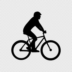 Fototapeta na wymiar Cyclist Silhouette - Black Vector Illustration - Isolated On Transparent Background