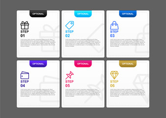 infographic design template for business 6 step. modern mind map diagram. premium six option timeline diagram in multicolor flat design in vector