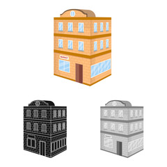 Isolated object of restaurant and courthouse symbol. Set of restaurant and school vector icon for stock.