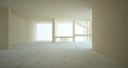Abstract architectural concrete and glass interior of a house.