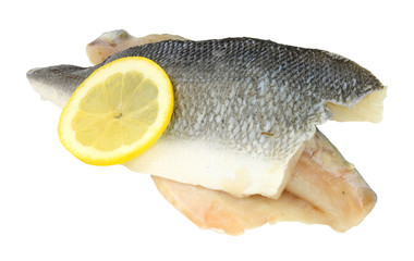 Raw basa fish fillets also known as river cobbler isolated on a white background