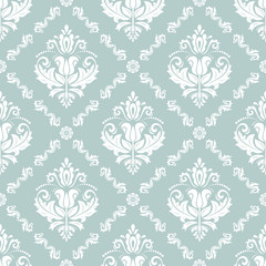 Fototapeta na wymiar Classic seamless vector pattern. Damask orient blue and white ornament. Classic vintage background. Orient ornament for fabric, wallpaper and packaging