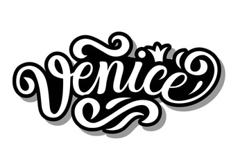 Venice. Italy. Hand drawn lettering. Vector illustration