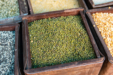 Dried mung bean, alternatively known as the moong bean, monggo, green gram,