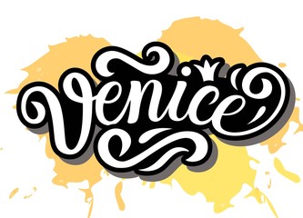 Venice. Italy. Hand drawn lettering. Vector illustration