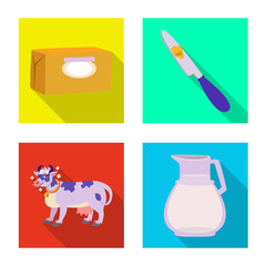 Isolated object of creamy and product sign. Set of creamy and farm vector icon for stock.