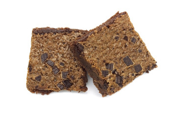 Pile of brownie isolated on white background.