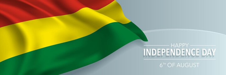 Bolivia happy independence day vector banner, greeting card.