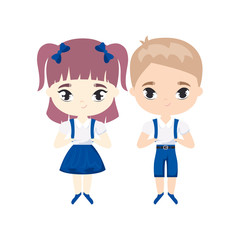 Obraz na płótnie Canvas cute little students avatar character