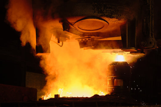 Сasting ingots in Foundry Shop, Metallurgical production