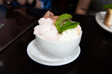 The delicious dessert with cream