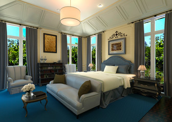 Bedroom Interior 3D Illustration Photorealistic Rendering