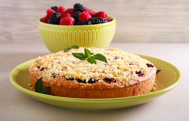 Blackberry and raspberry cake