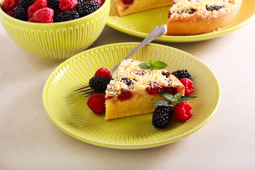 Blackberry and raspberry cake