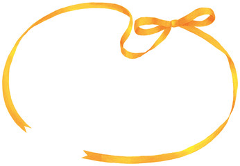 黄色いりぼんフレーム（水彩イラスト）