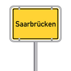 Ortsschild - Landeshauptstadt Saarbrücken Ortseingangsschild. Vektor Eps10.