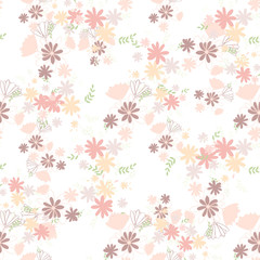 Trendy delicate pastel simple flowers, great design for any purposes. Simple modern style. Floral pattern. Elegant decorative background. Floral vector illustration.